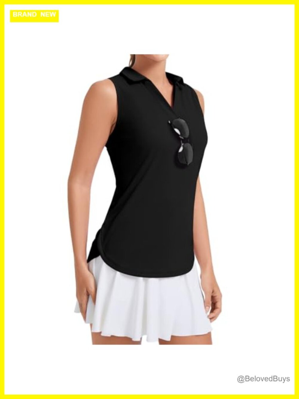 Women's Sleeveless Golf Polo V-Neck Quick Dry UPF 50+ Tennis Tank Top